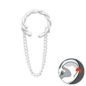 Sterling Silver Chain Twisted Cuff No Piercing Edgy Earring